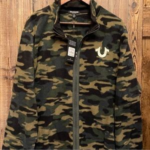 True Religion Fleece Camo Mens Zip Front Jacket XXL NWT New